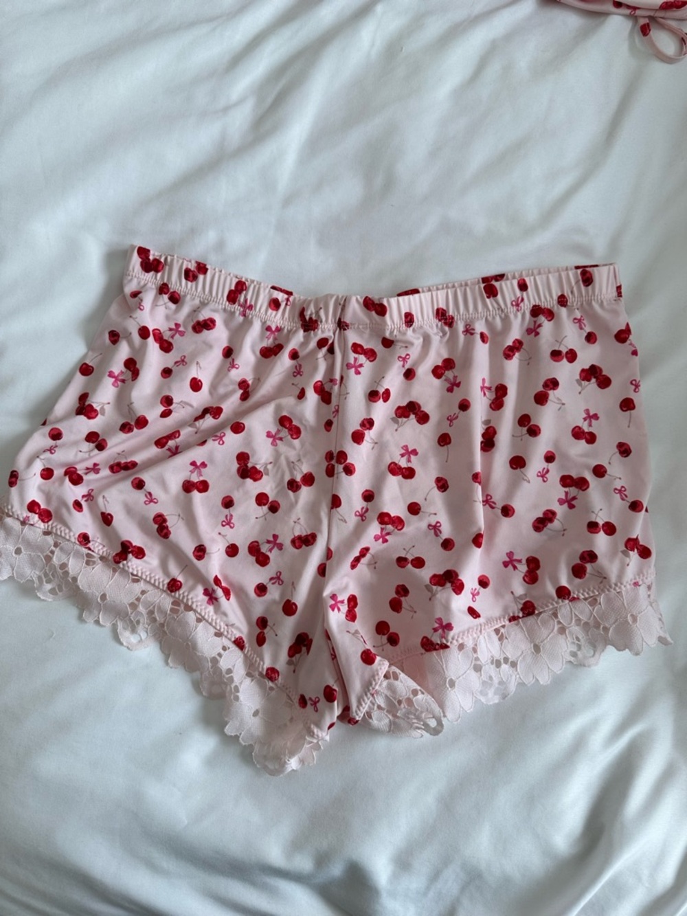 Pink Cherry Lace-Trim Sleep Cami & Short Set - Picture 2 of 6